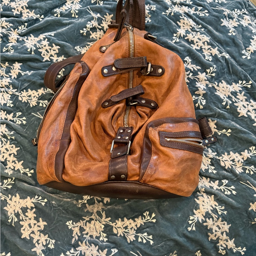 Brown Leather back pack Bag